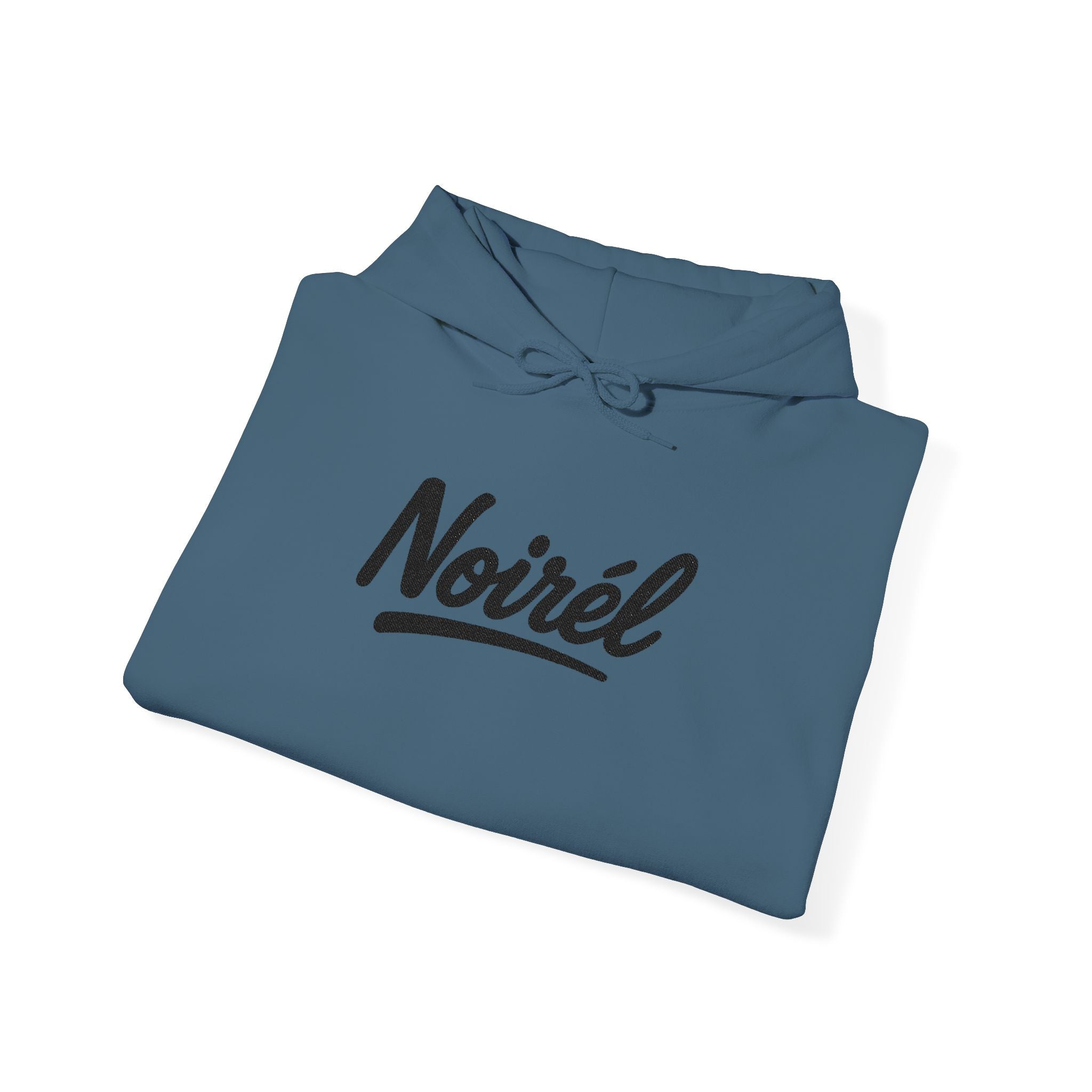 NOIRÉL Script Hoodie – Schwarz gesticktes Logo