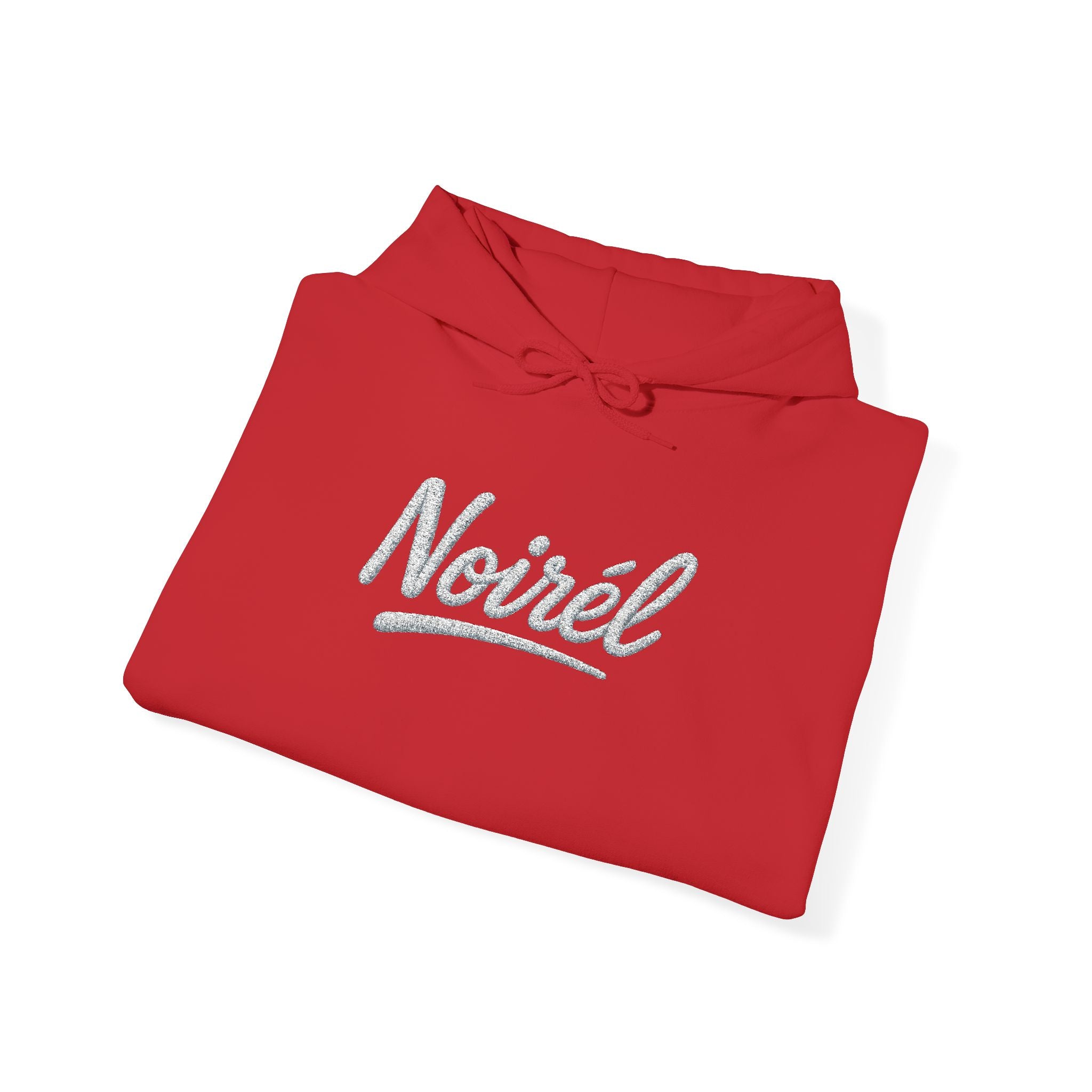 NOIRÉL Script Hoodie – Weiß gesticktes Logo