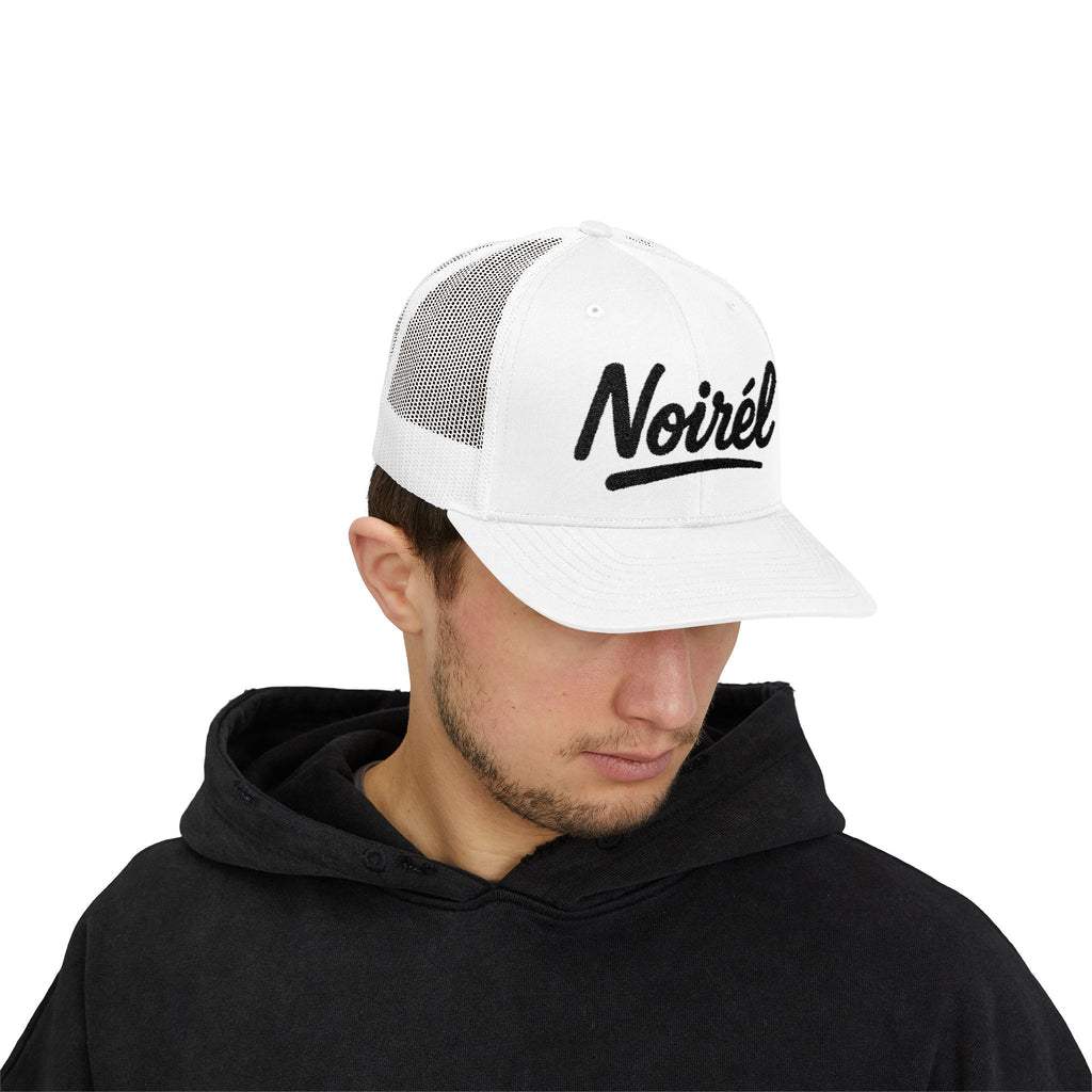 Noirél Trucker Cap — Retro Script Snapback Hat