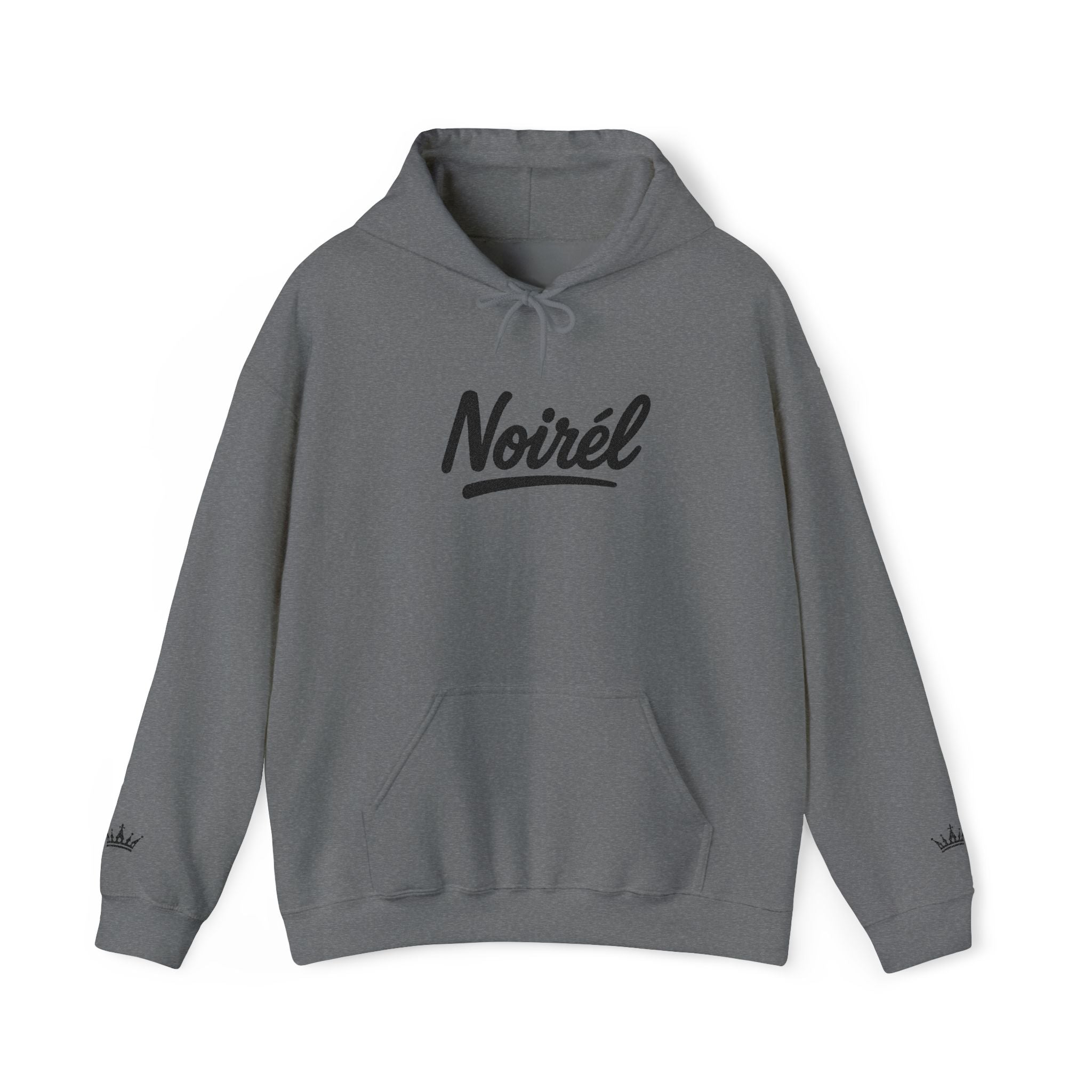 NOIRÉL Script Hoodie – Schwarz gesticktes Logo