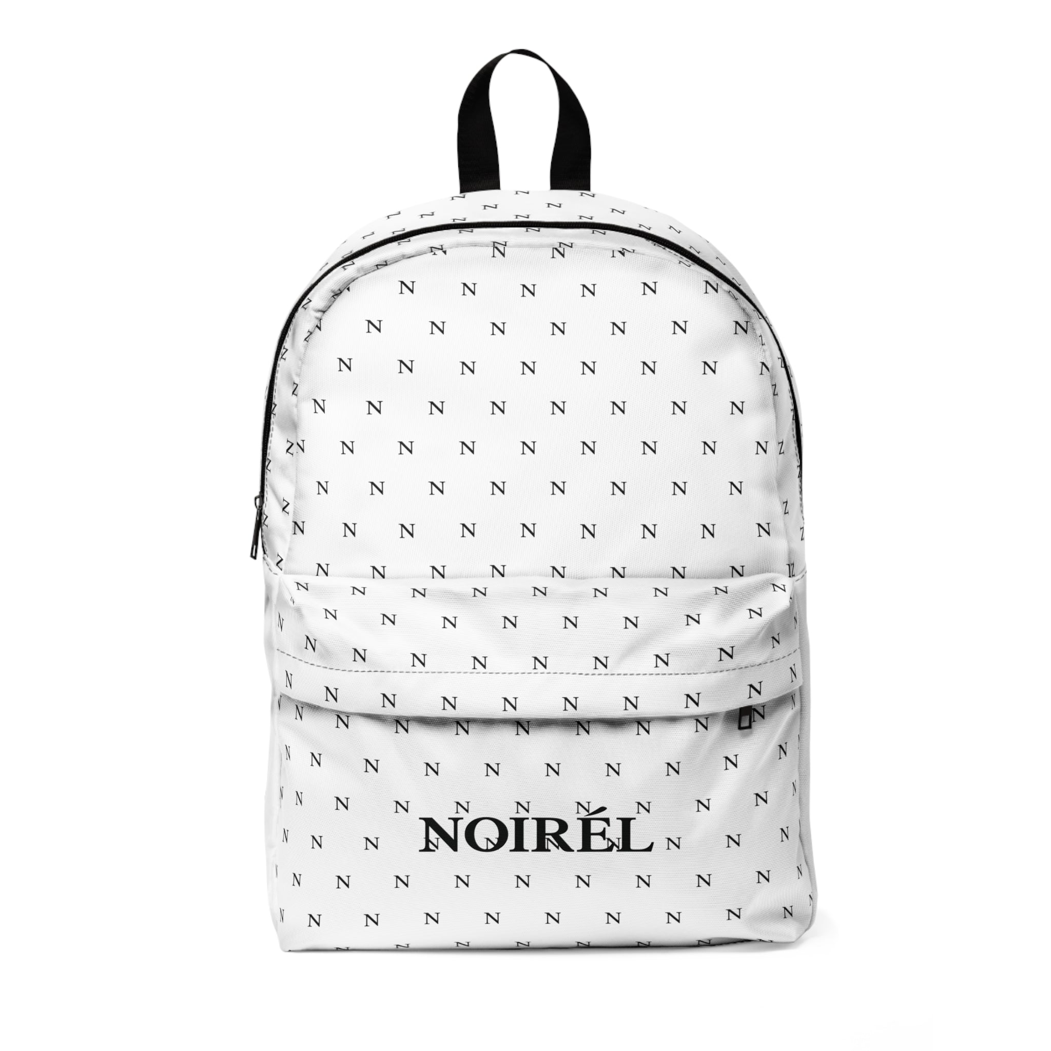 Noirél Monogram Backpack — White Minimalist Logo Backpack