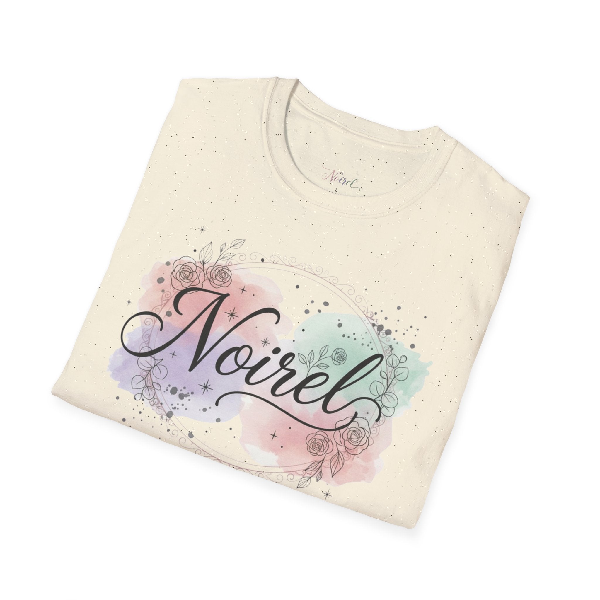 Noirel Watercolor Script T-Shirt — Feminine Name Graphic Tee 