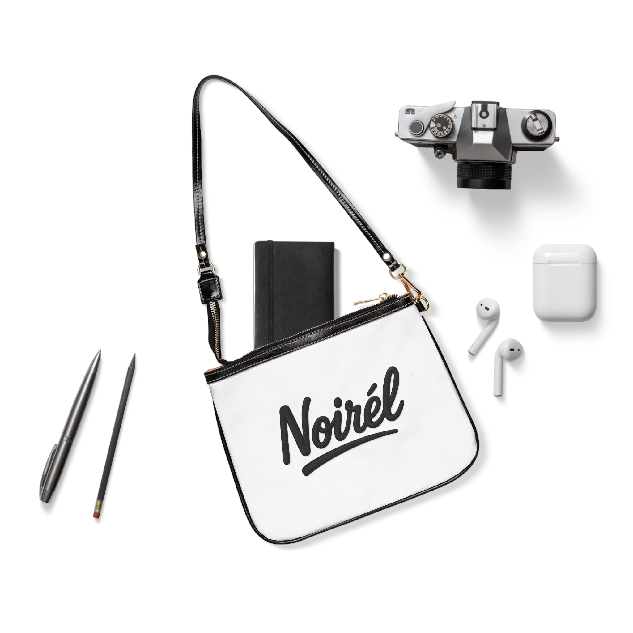 Noirél Small Shoulder Bag — Chic Script Logo Crossbody Purse