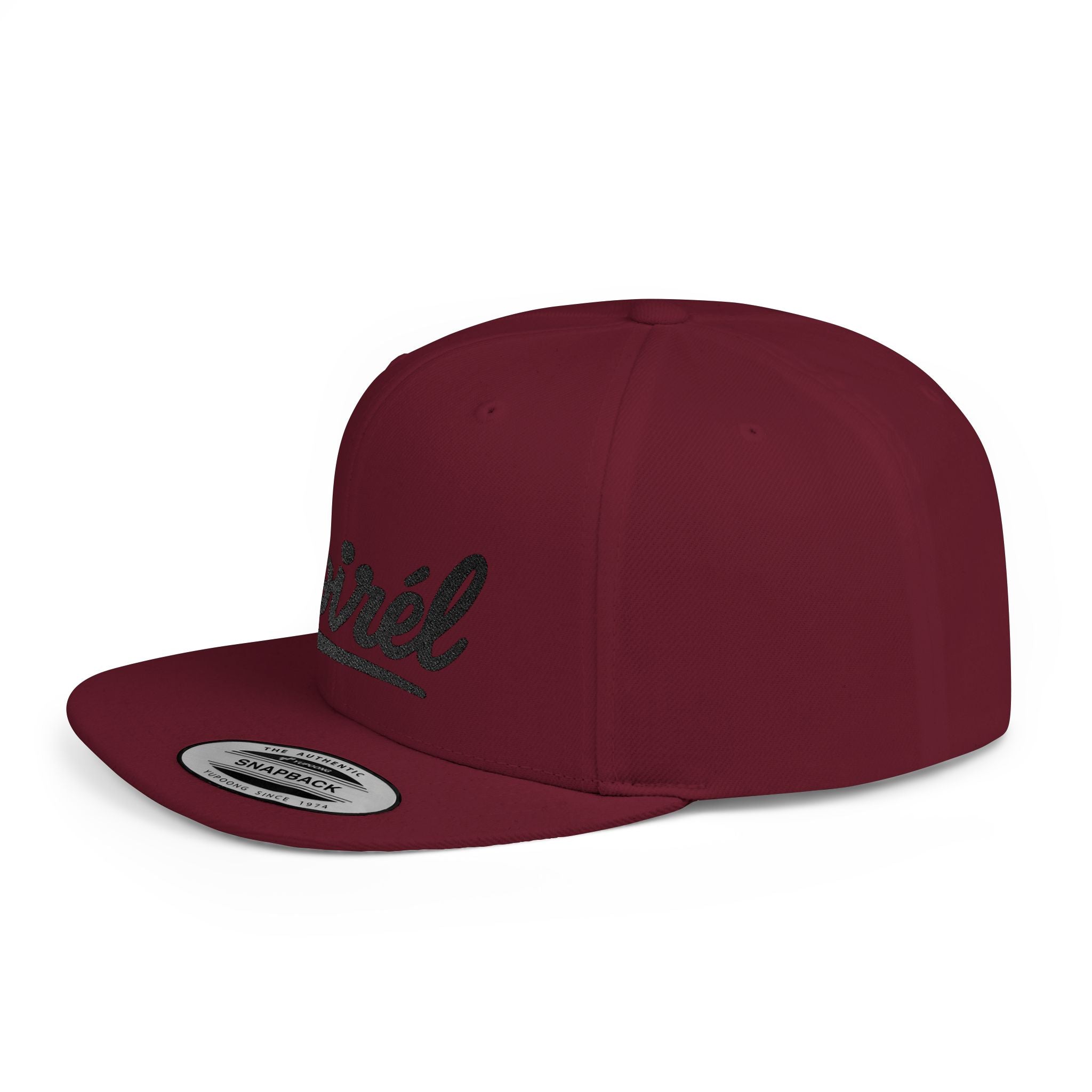 Snapback Hat — 'Noirél' Script Flat Bill Cap, Casual Streetwear Hat 