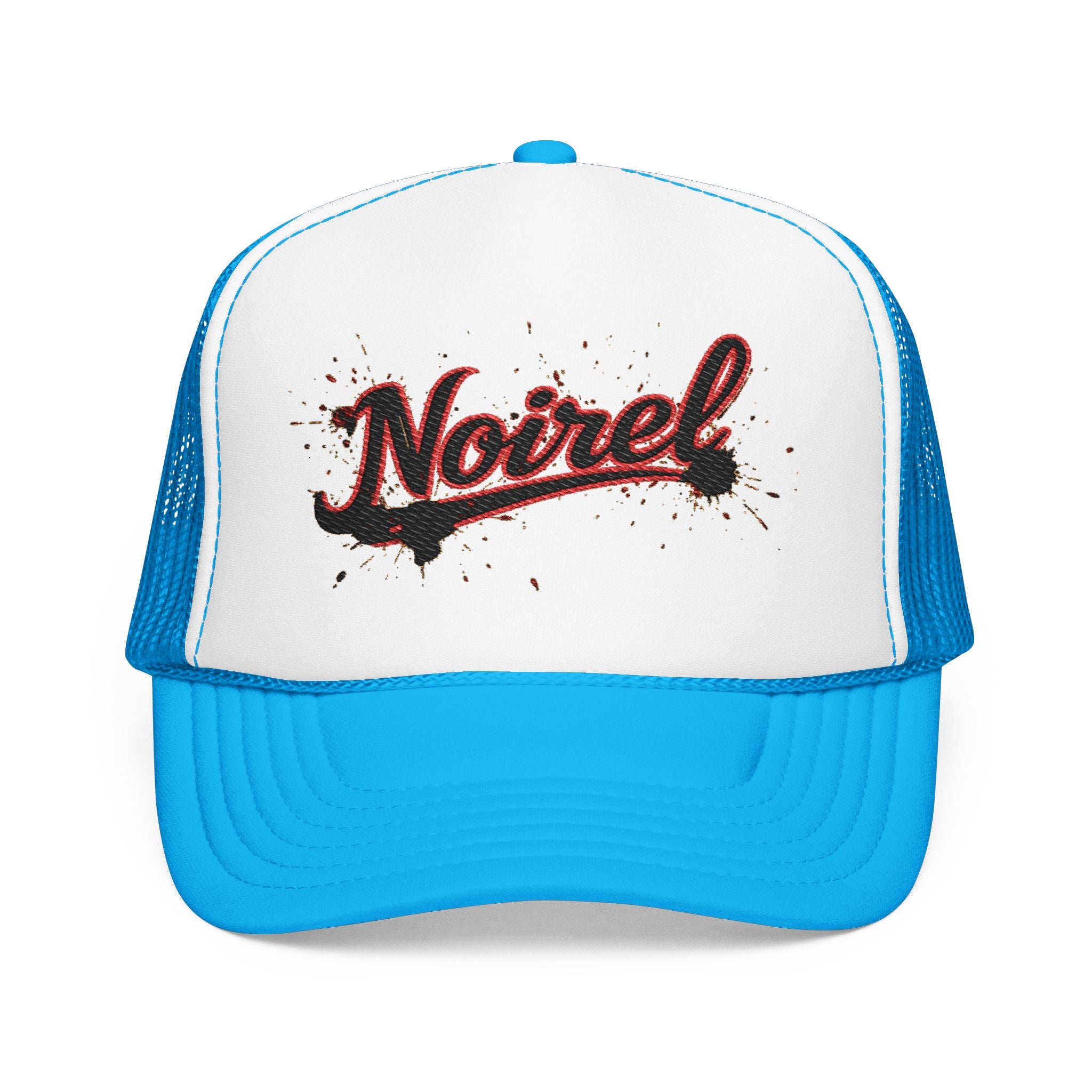 Noiriel Trucker Hat – Retro Script Logo Foam Mesh Cap 