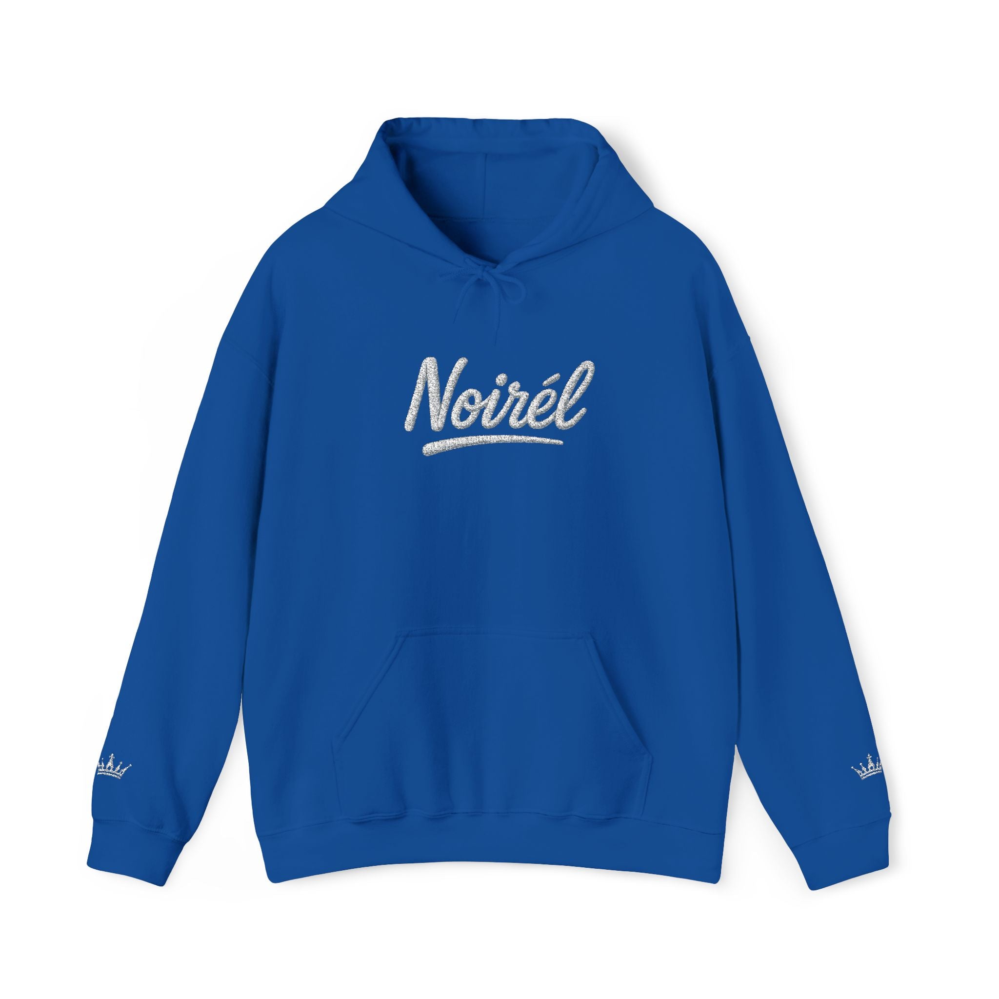NOIRÉL Script Hoodie – Weiß gesticktes Logo