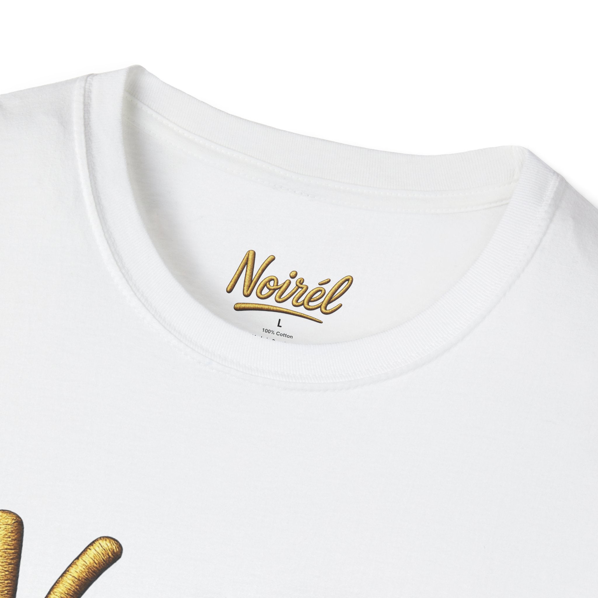 T-Shirt — 'Noirél' Gold Script Logo Tee