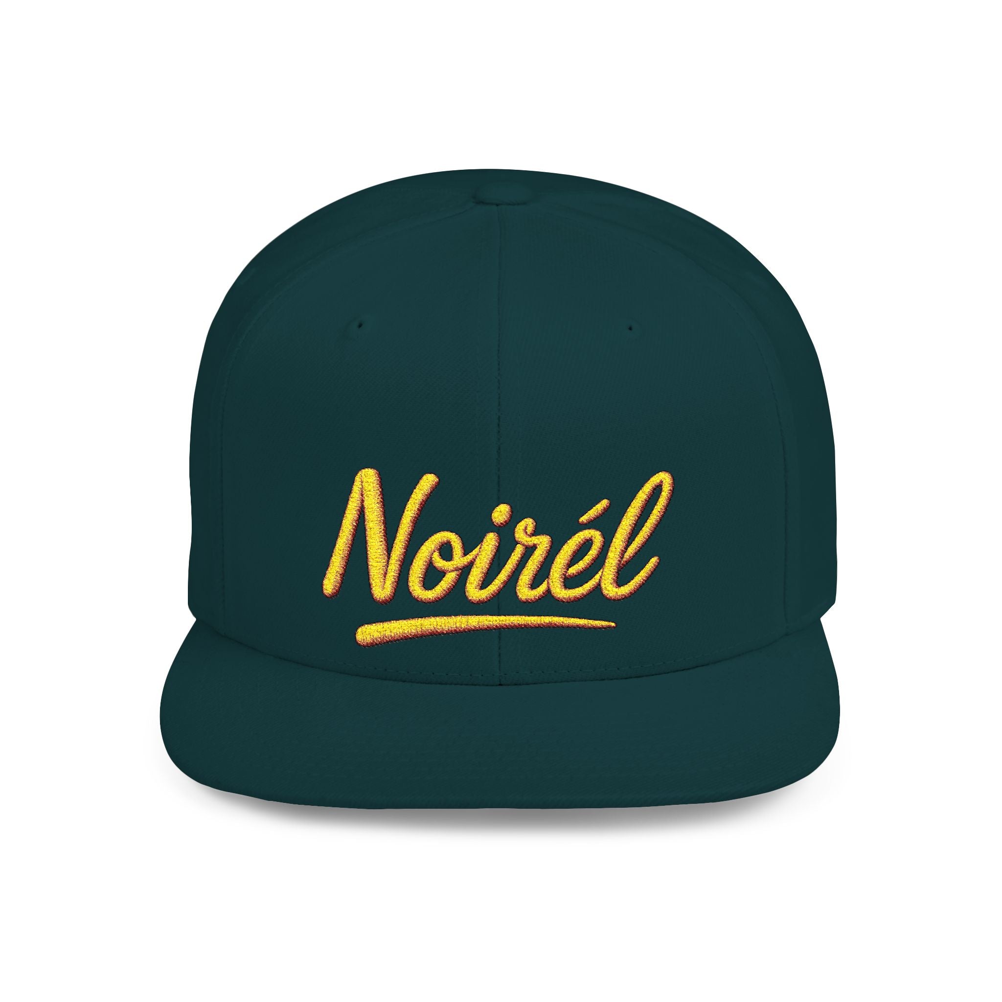 Snapback Hat — 'Noirél' Gold Script Embroidered Flat Bill Cap