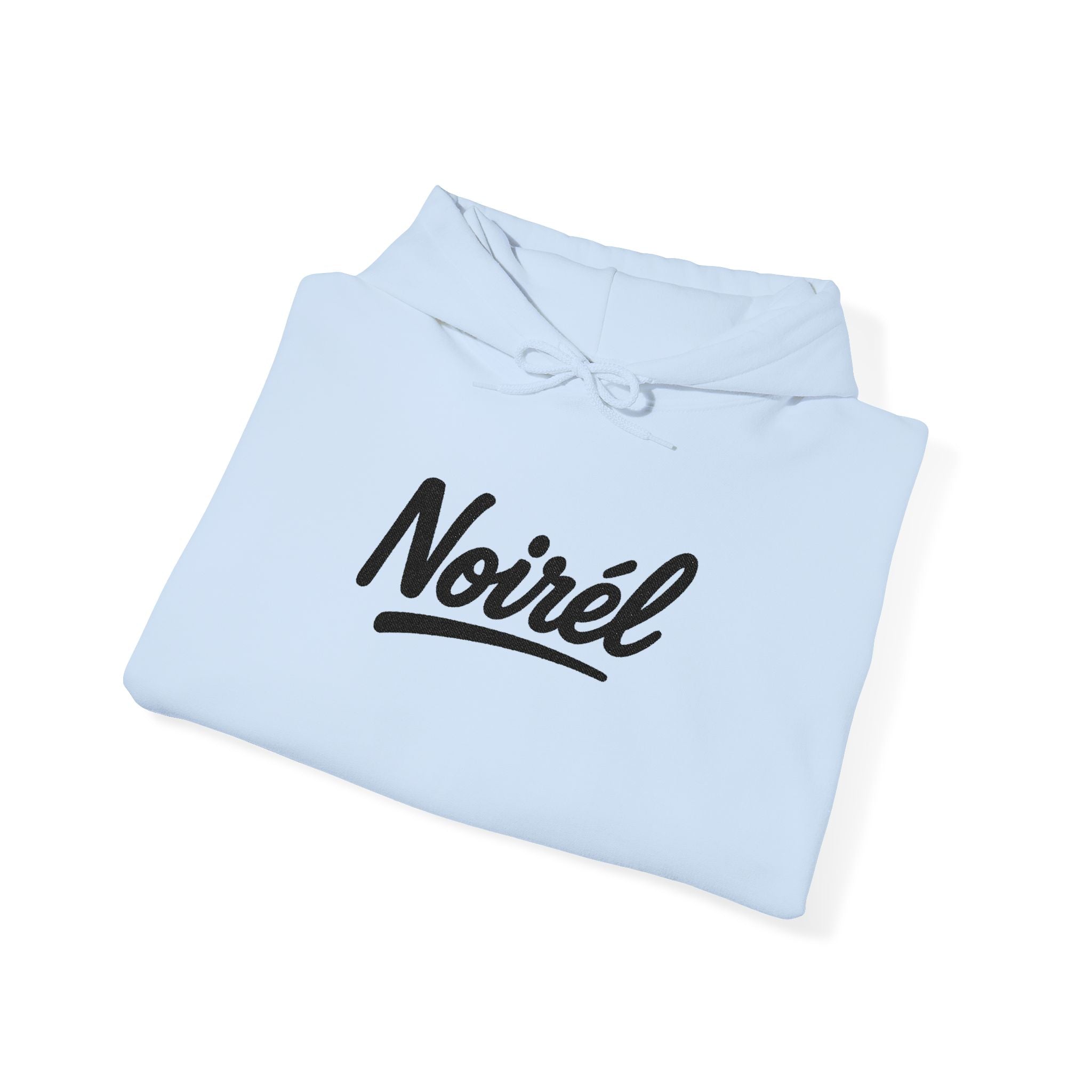 NOIRÉL Script Hoodie – Schwarz gesticktes Logo