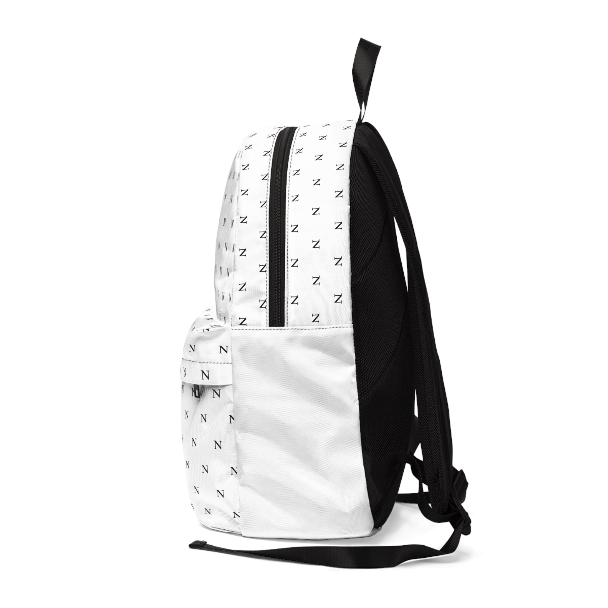 Noirél Monogram Backpack — White Minimalist Logo Backpack