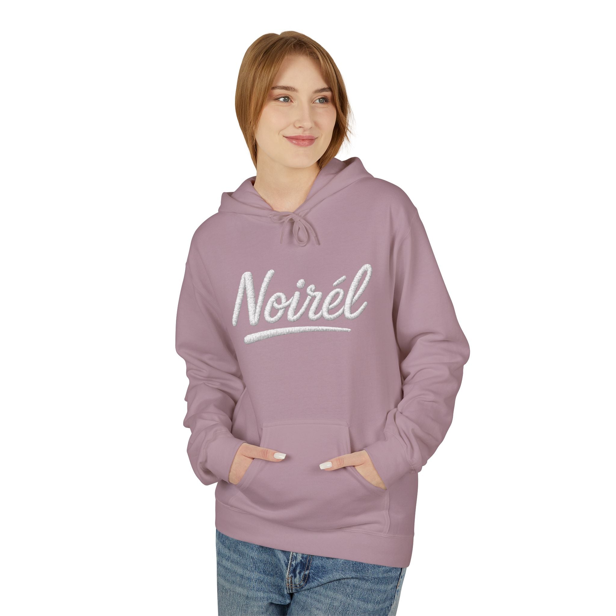 NOIREL Hoodie – white Script Print