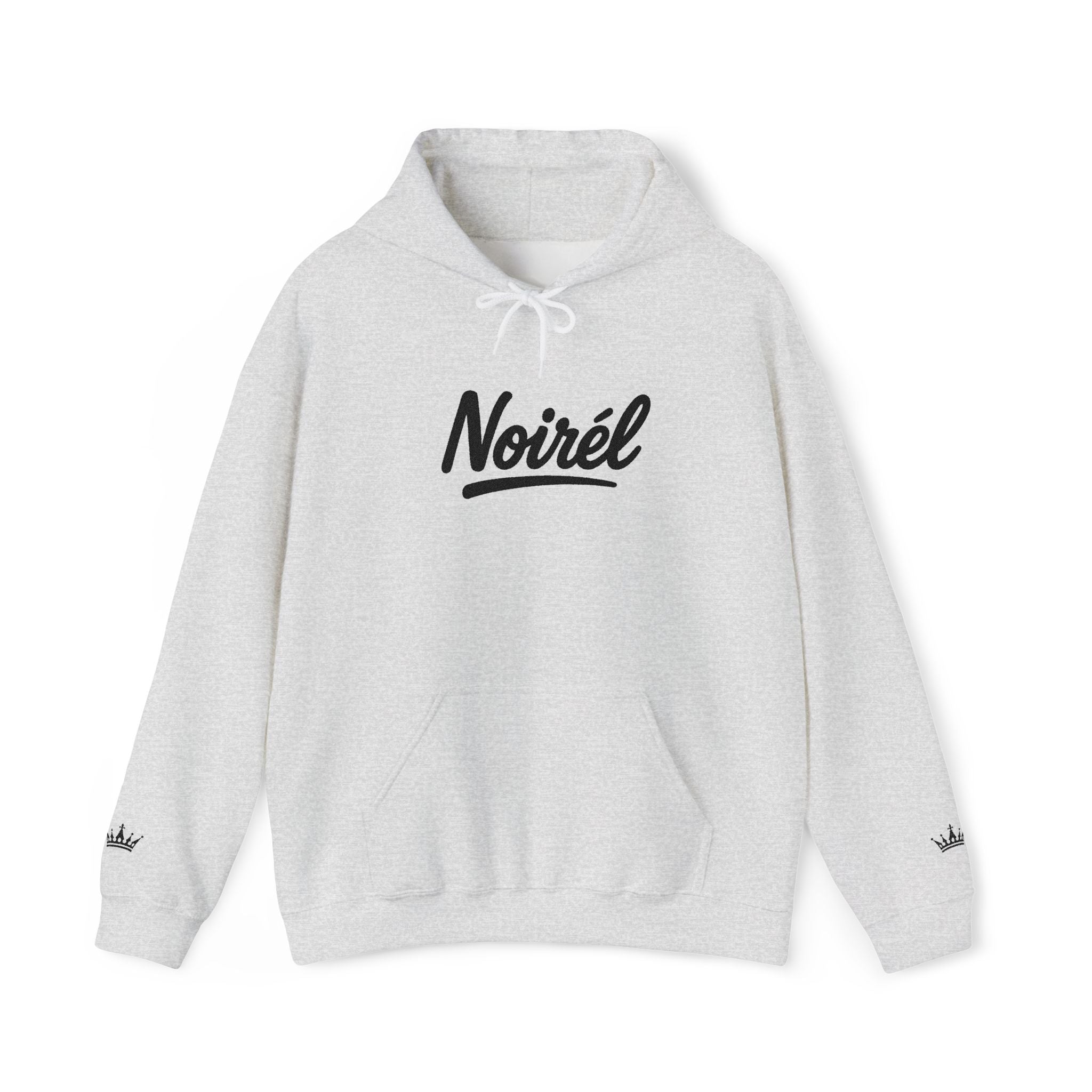 NOIRÉL Script Hoodie – Schwarz gesticktes Logo
