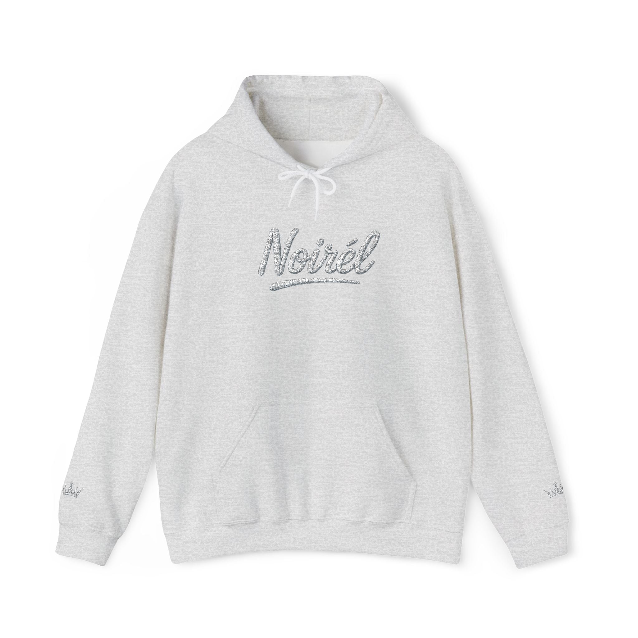 NOIRÉL Script Hoodie – Weiß gesticktes Logo