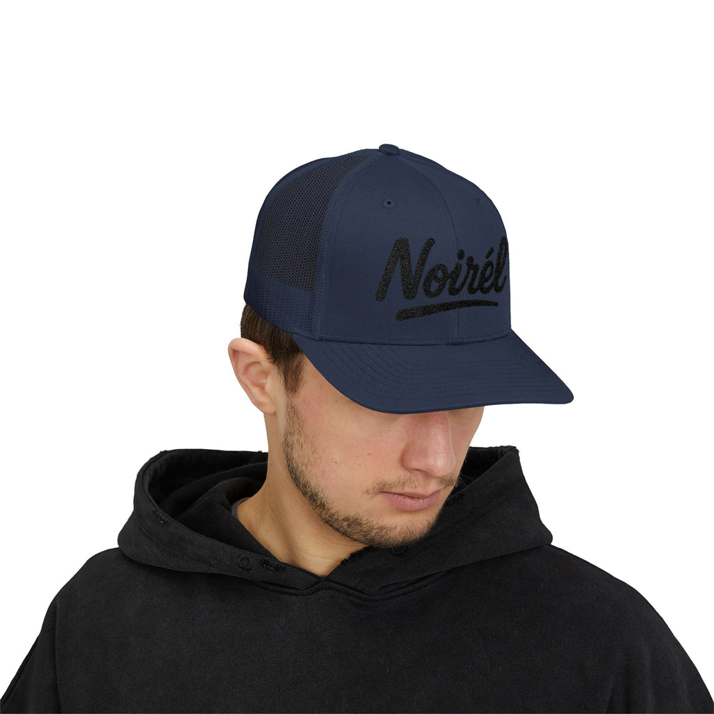 Noirél Trucker Cap — Retro Script Snapback Hat