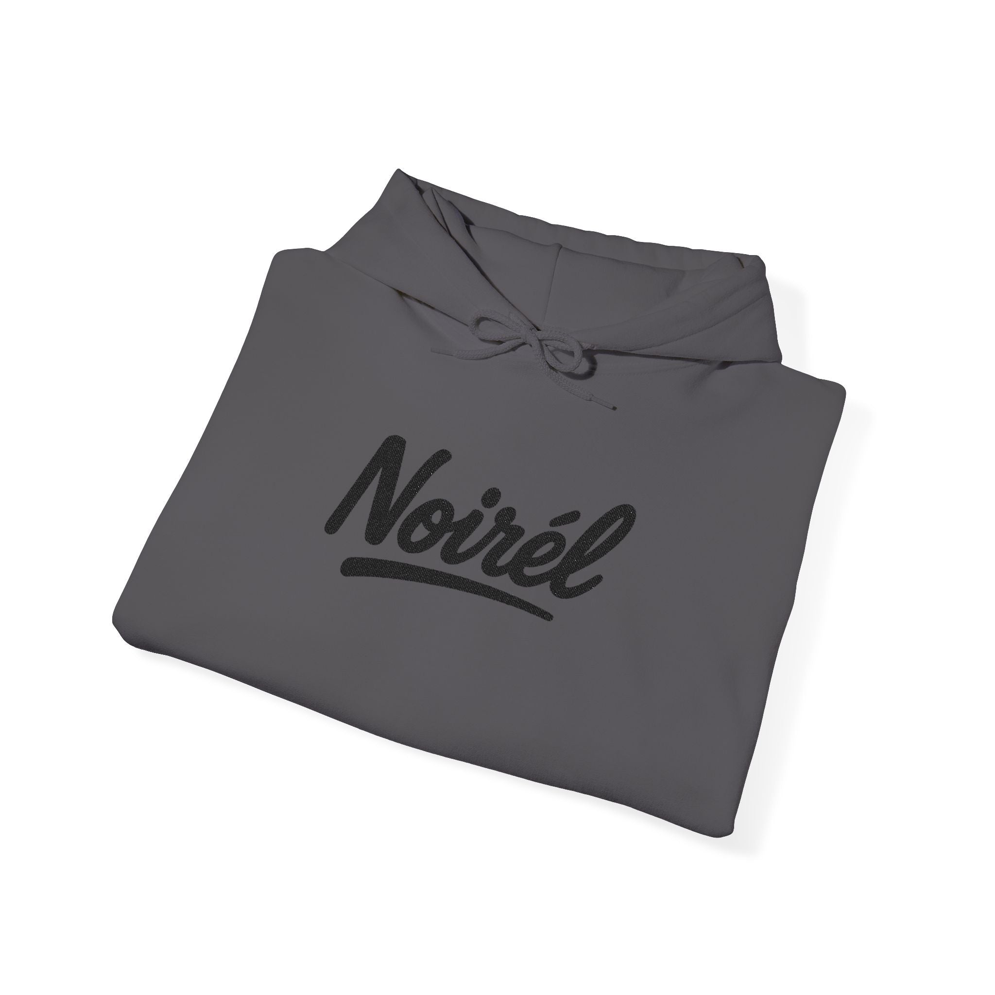 NOIRÉL Script Hoodie – Schwarz gesticktes Logo