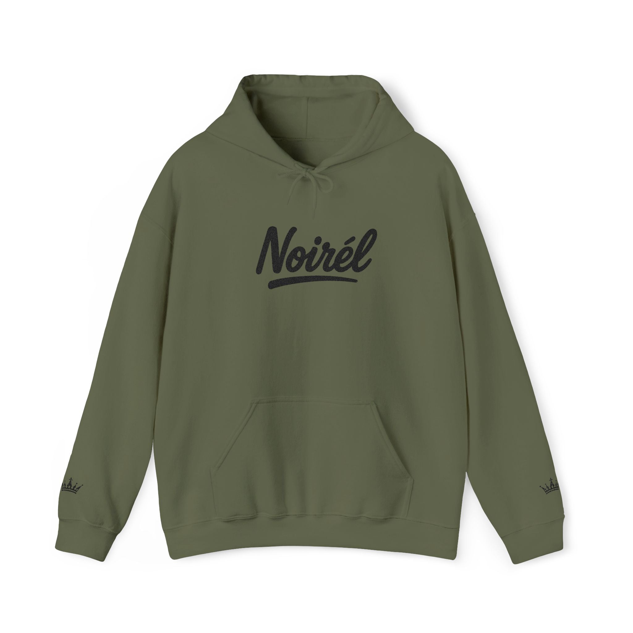 NOIRÉL Script Hoodie – Schwarz gesticktes Logo
