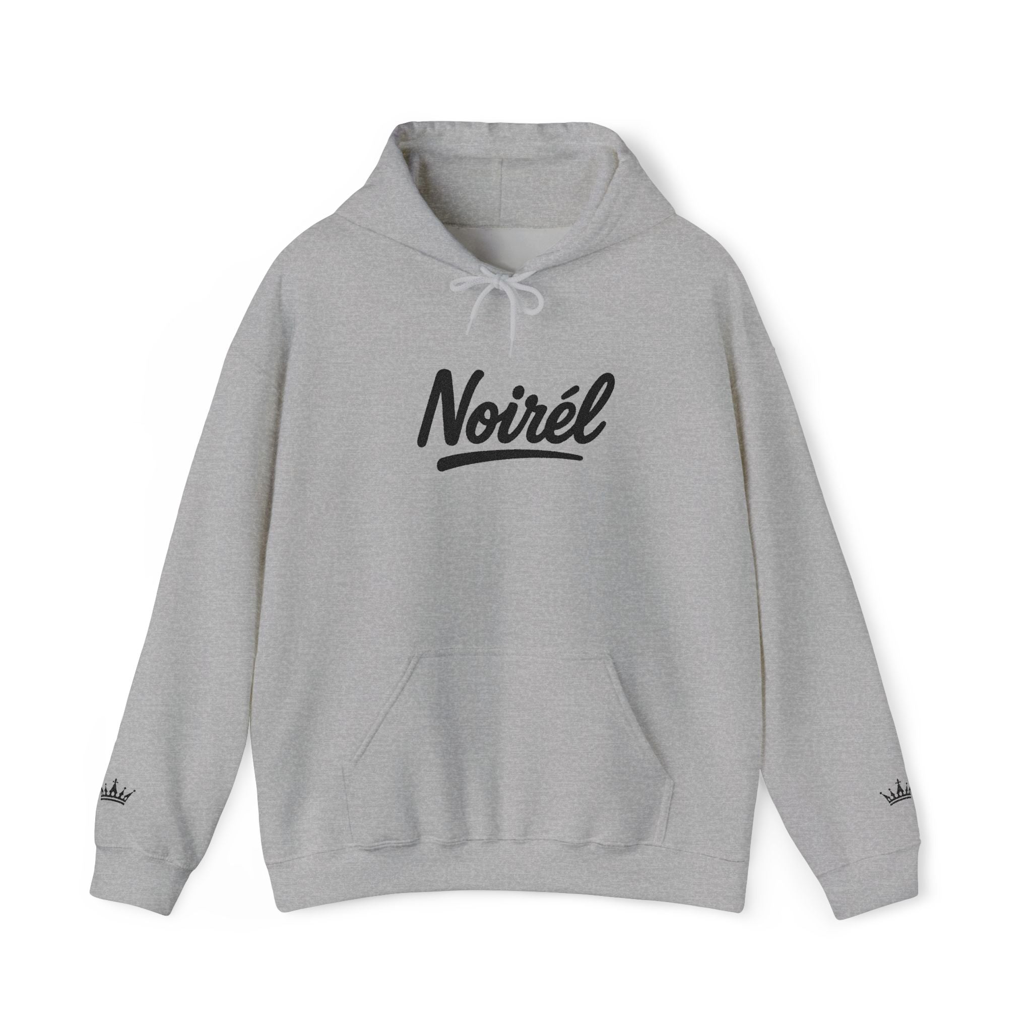 NOIRÉL Script Hoodie – Schwarz gesticktes Logo