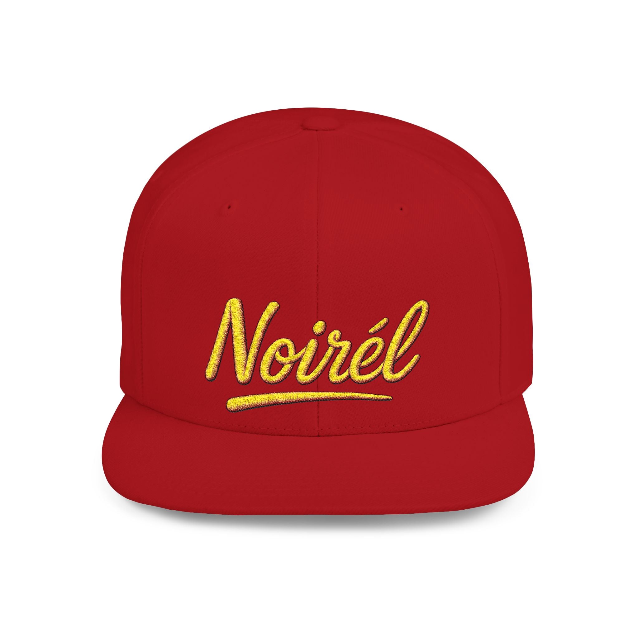 Snapback Hat — 'Noirél' Gold Script Embroidered Flat Bill Cap
