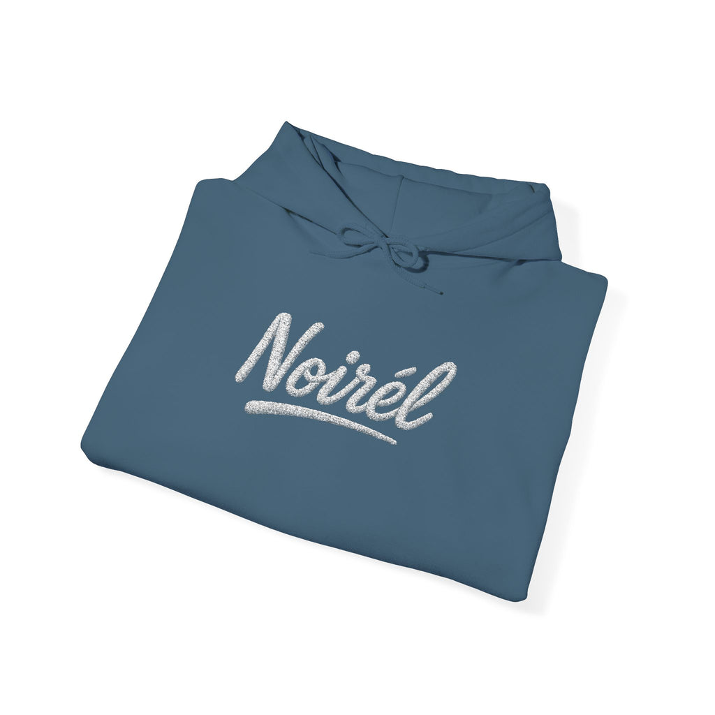 NOIRÉL Script Hoodie – Weiß gesticktes Logo