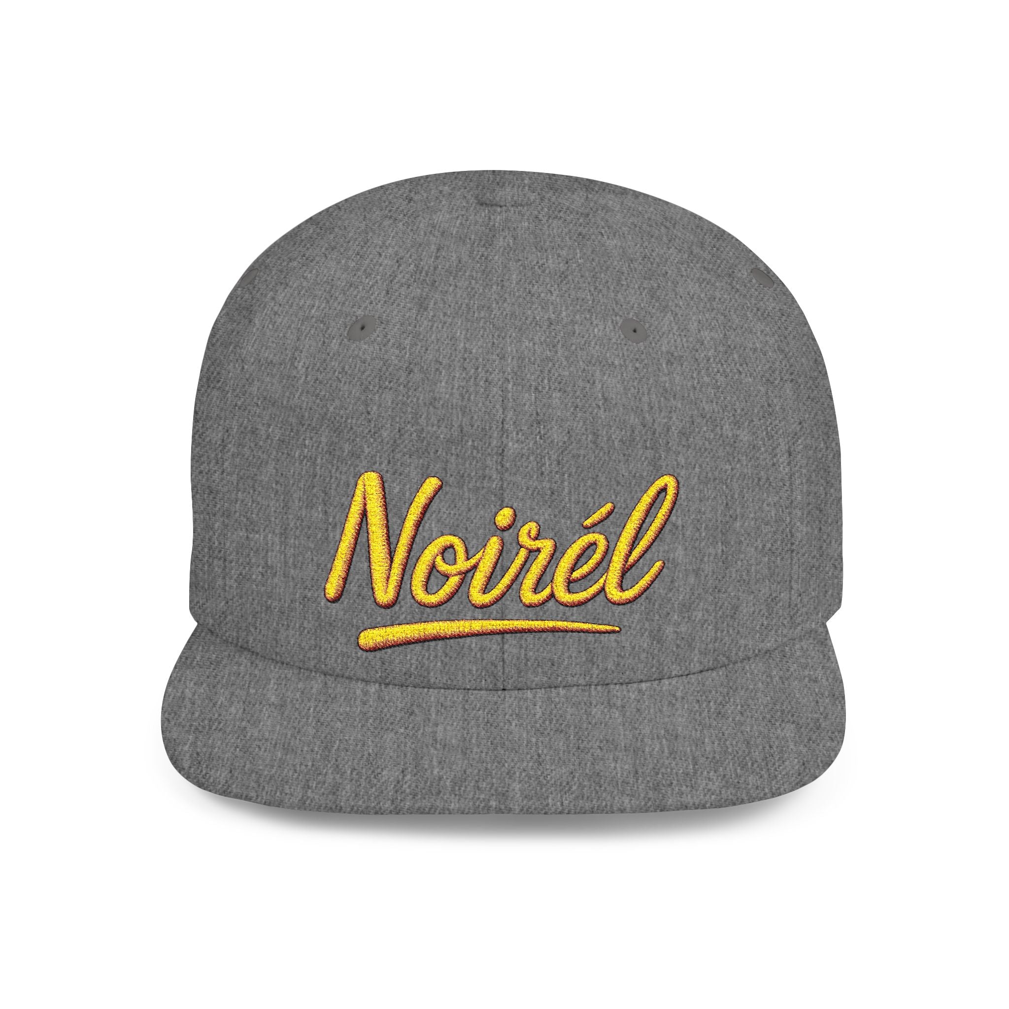 Snapback Hat — 'Noirél' Gold Script Embroidered Flat Bill Cap