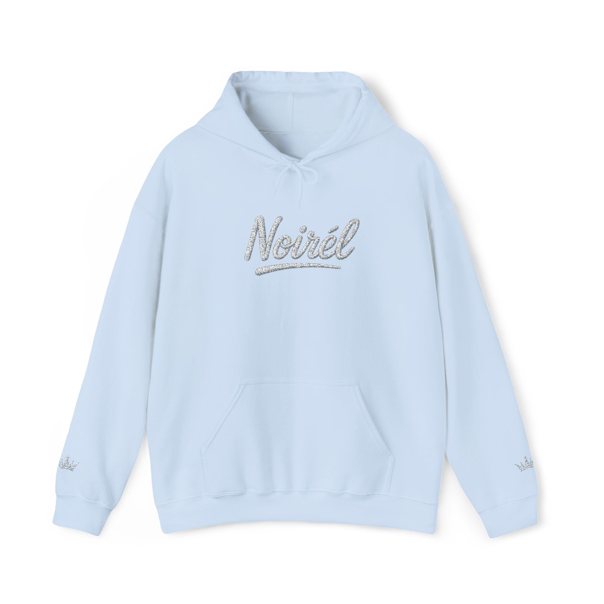 NOIRÉL Script Hoodie – Weiß gesticktes Logo