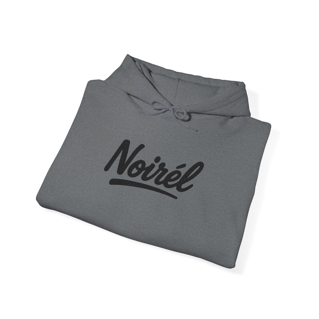 NOIRÉL Script Hoodie – Schwarz gesticktes Logo