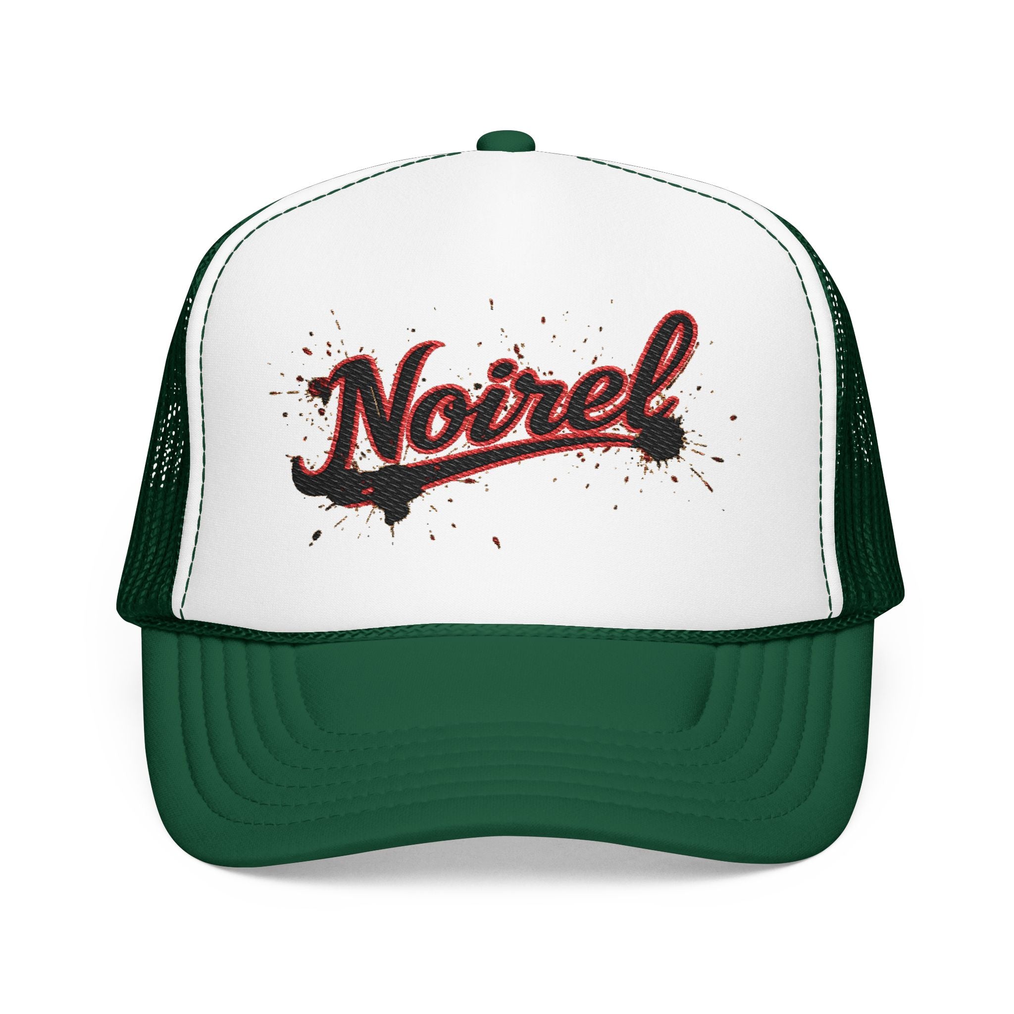 Noiriel Trucker Hat – Retro Script Logo Foam Mesh Cap 