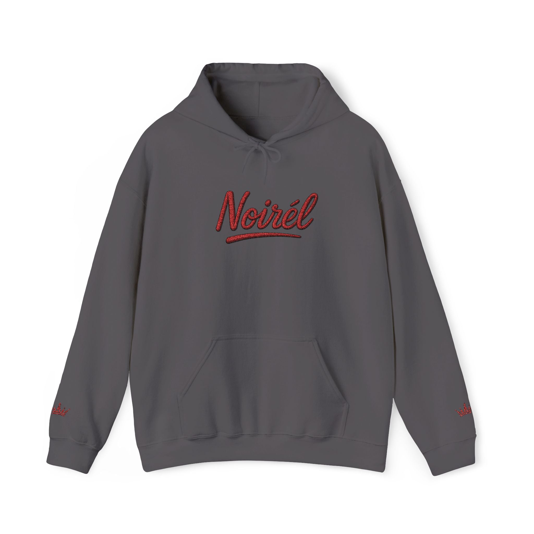 NOIRÉL Script Hoodie – Rot gesticktes Logo