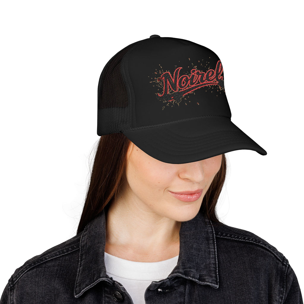 Noiriel Trucker Hat – Retro Script Logo Foam Mesh Cap 
