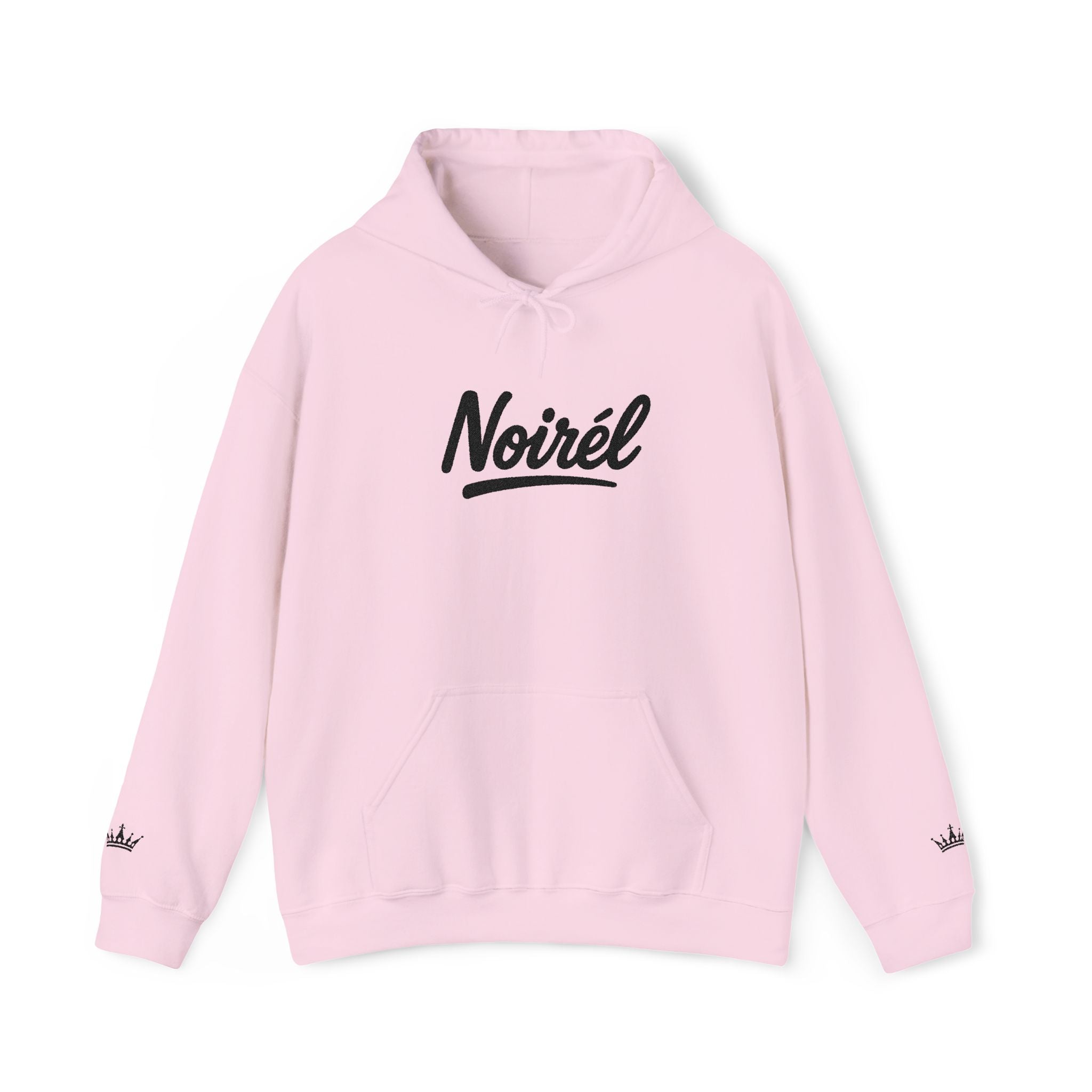 NOIRÉL Script Hoodie – Schwarz gesticktes Logo