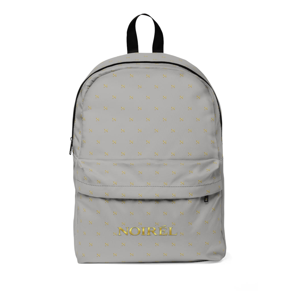 NOIRÉL Monogram Backpack — Grey & Gold Premium Daypack