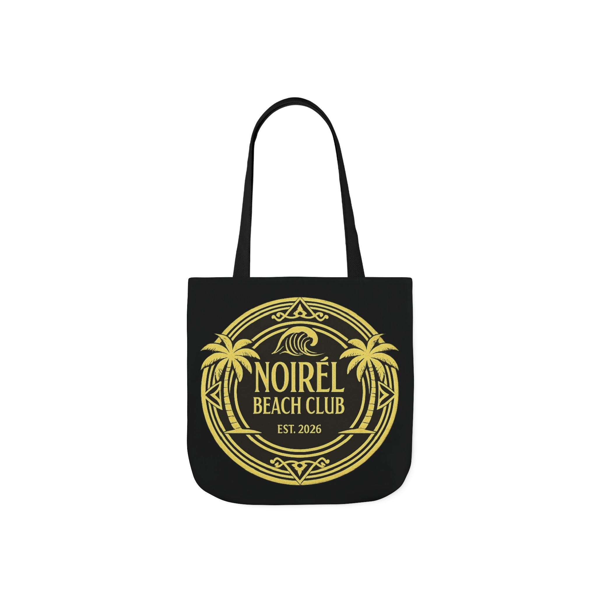 Noirel Beach Club Canvas Tote — Gold Palm Logo Beach Bag