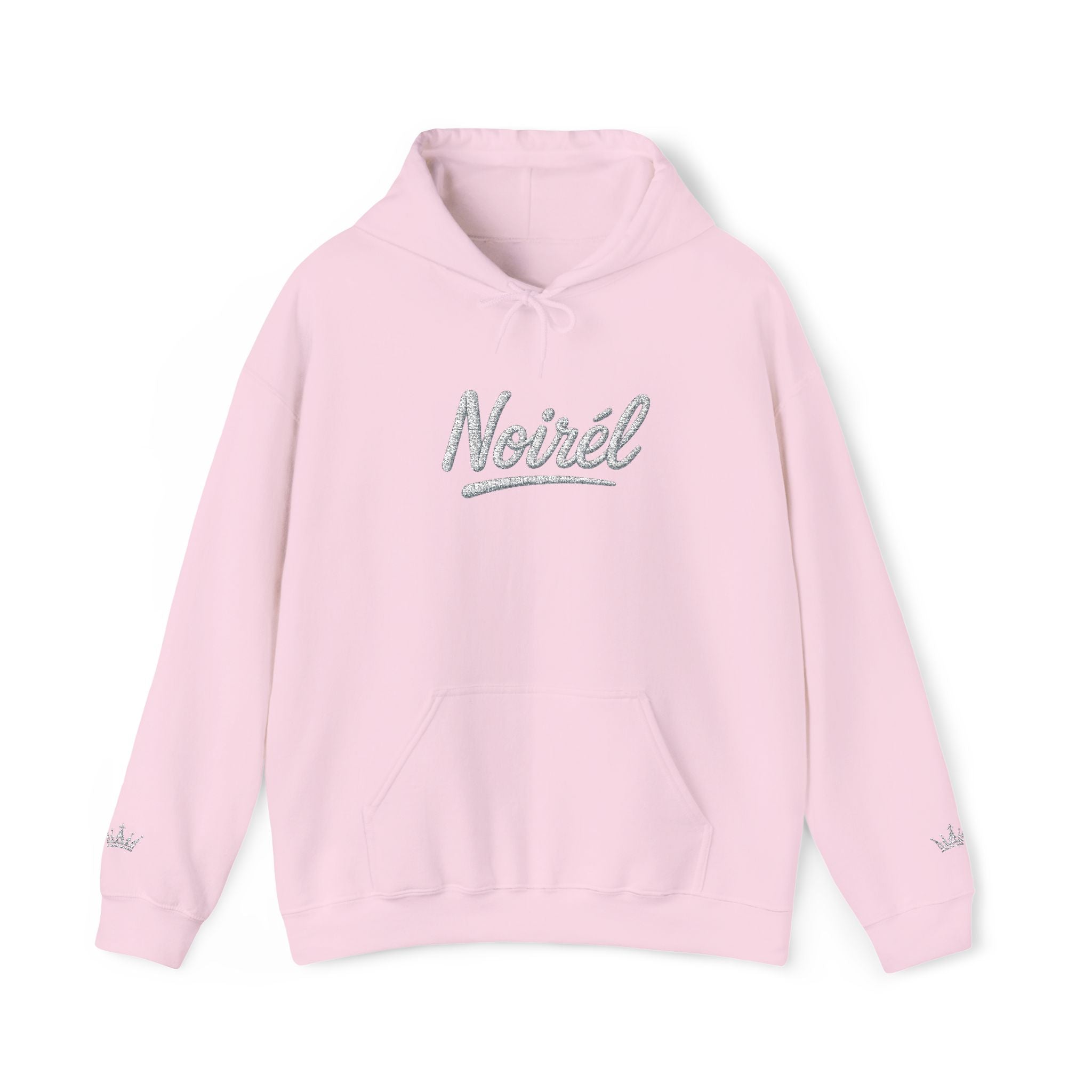NOIRÉL Script Hoodie – Weiß gesticktes Logo
