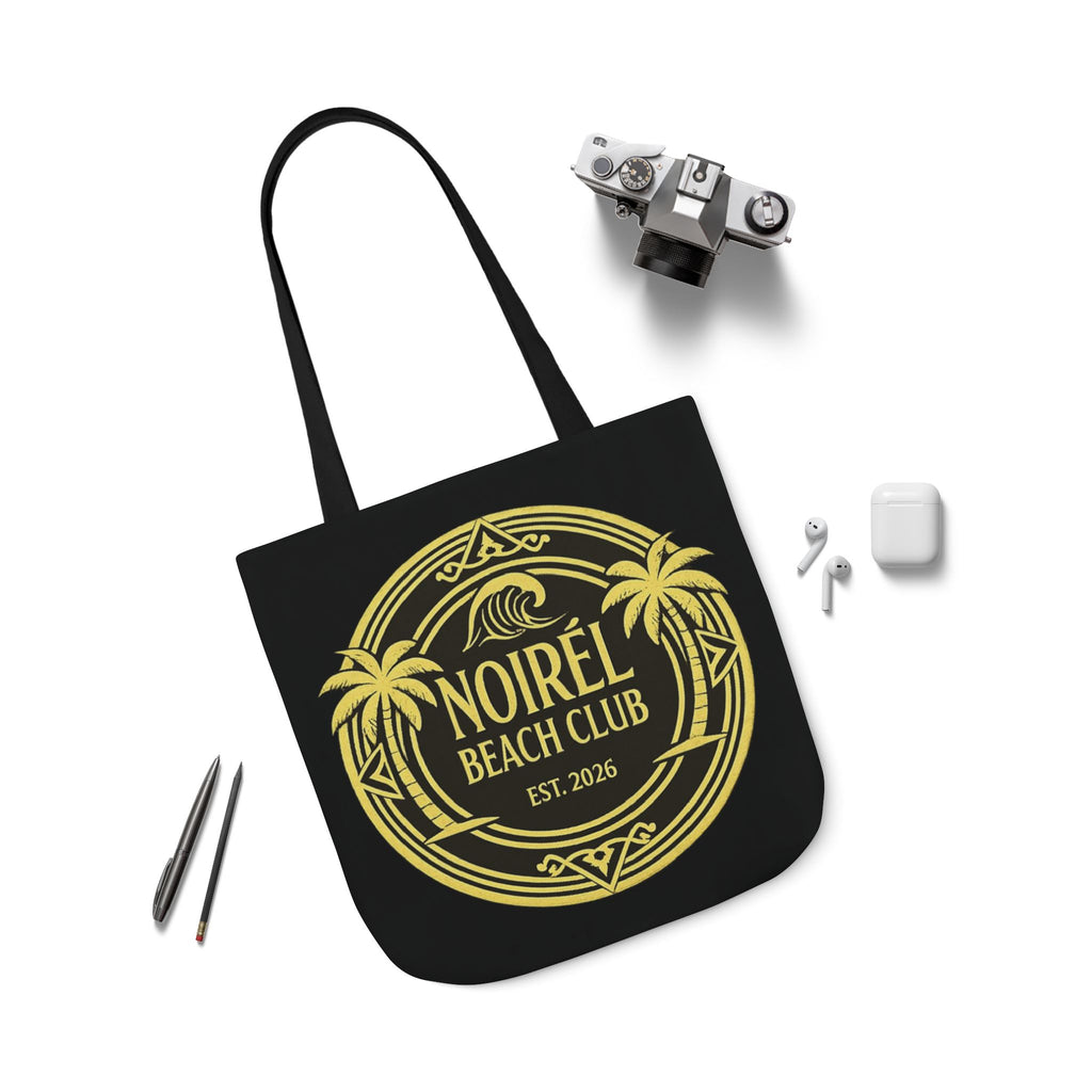 Noirel Beach Club Canvas Tote — Gold Palm Logo Beach Bag