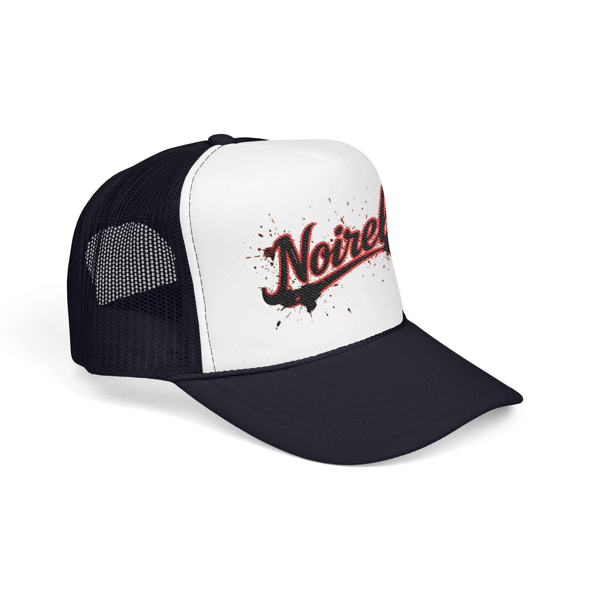 Noiriel Trucker Hat – Retro Script Logo Foam Mesh Cap 