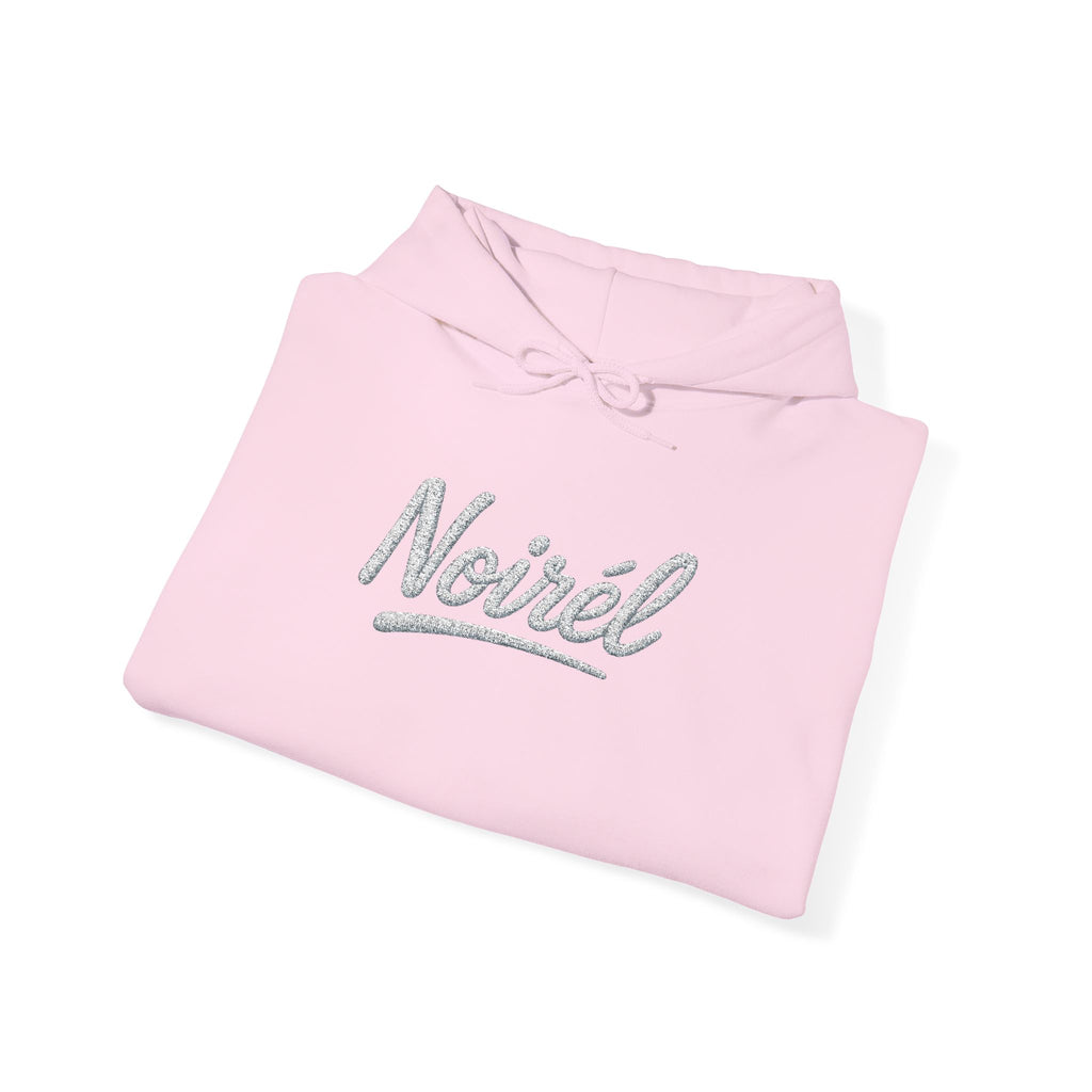 NOIRÉL Script Hoodie – Weiß gesticktes Logo