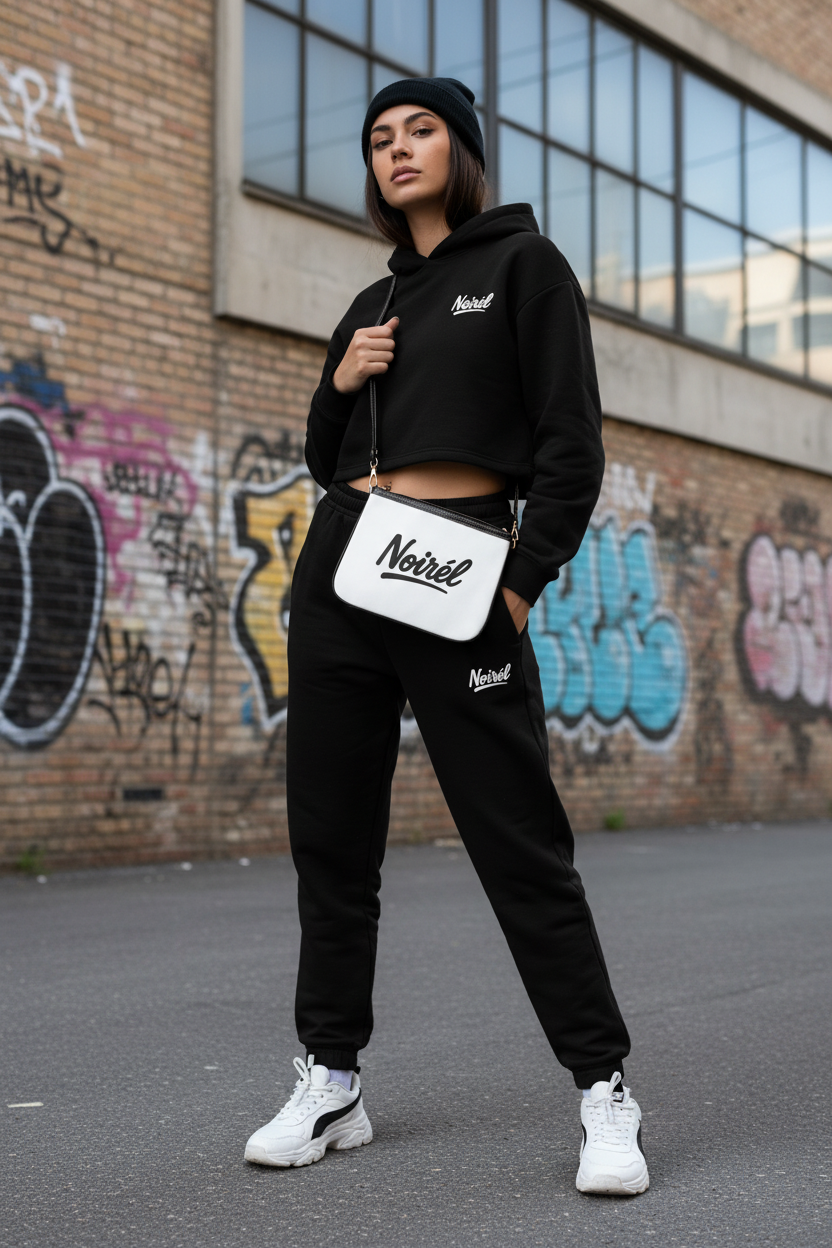 Noirél Small Shoulder Bag — Chic Script Logo Crossbody Purse