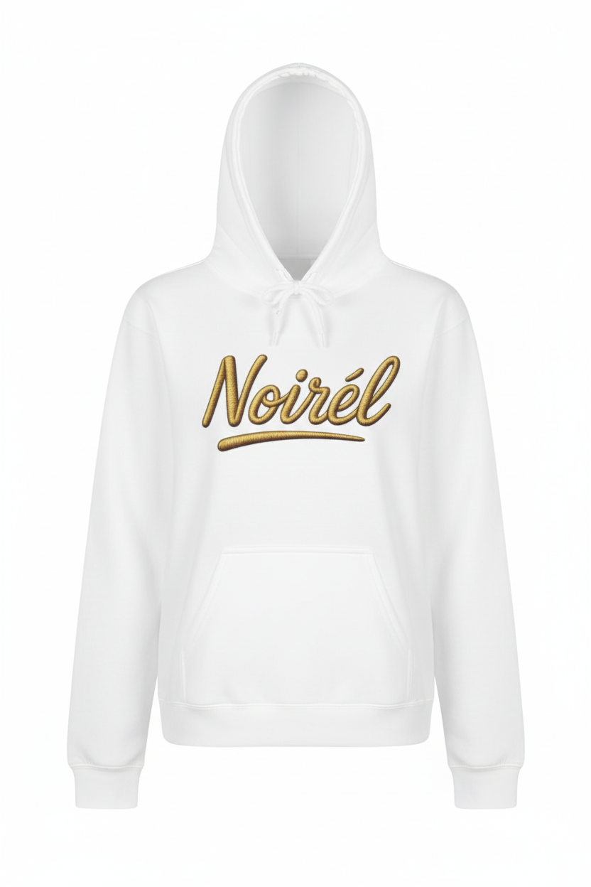 Novel Script Hoodie | Gold Lettering Sweatshirt Design
