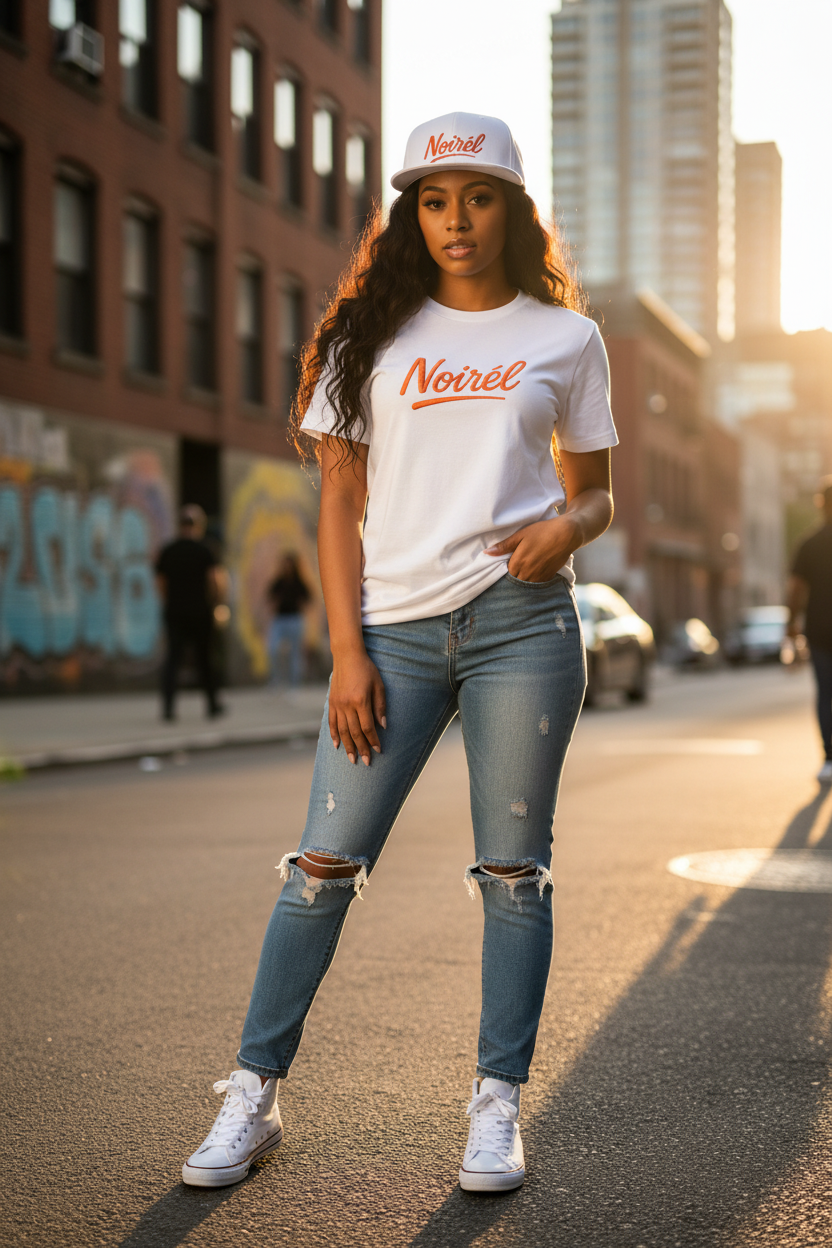 Snapback Hat — Noirél Embroidered Flat Bill Cap