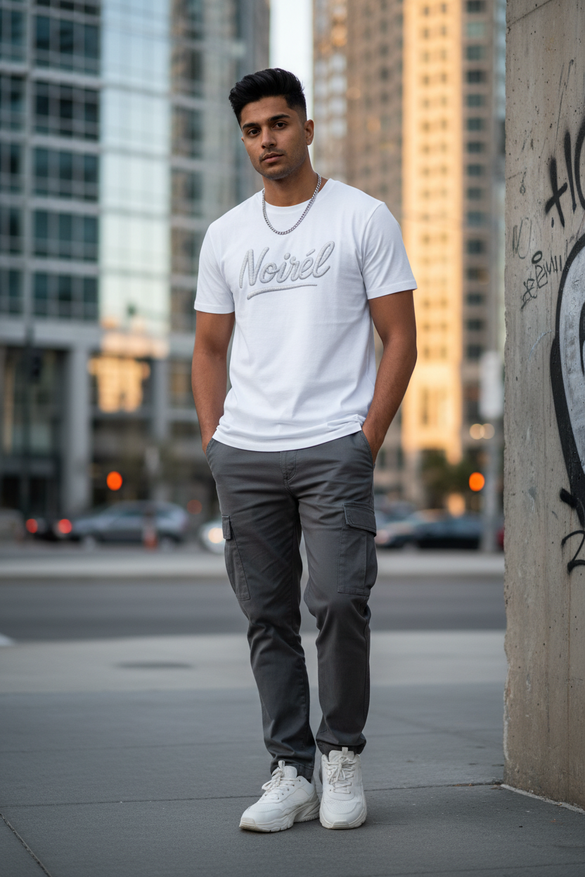 Noirél Script T-Shirt — Elegant Retro Cursive Tee