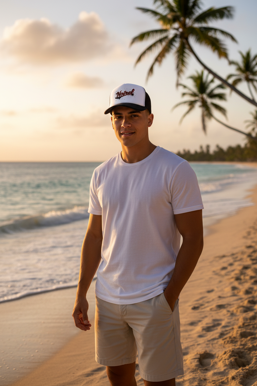 Noiriel Trucker Hat – Retro Script Logo Foam Mesh Cap 