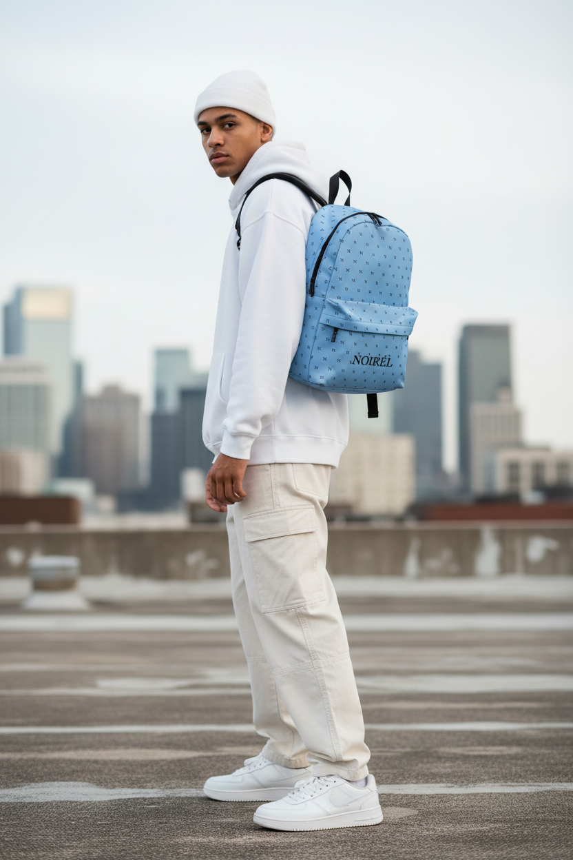 Backpack — Blue Monogram 'NOIRÉL' Classic Daypack