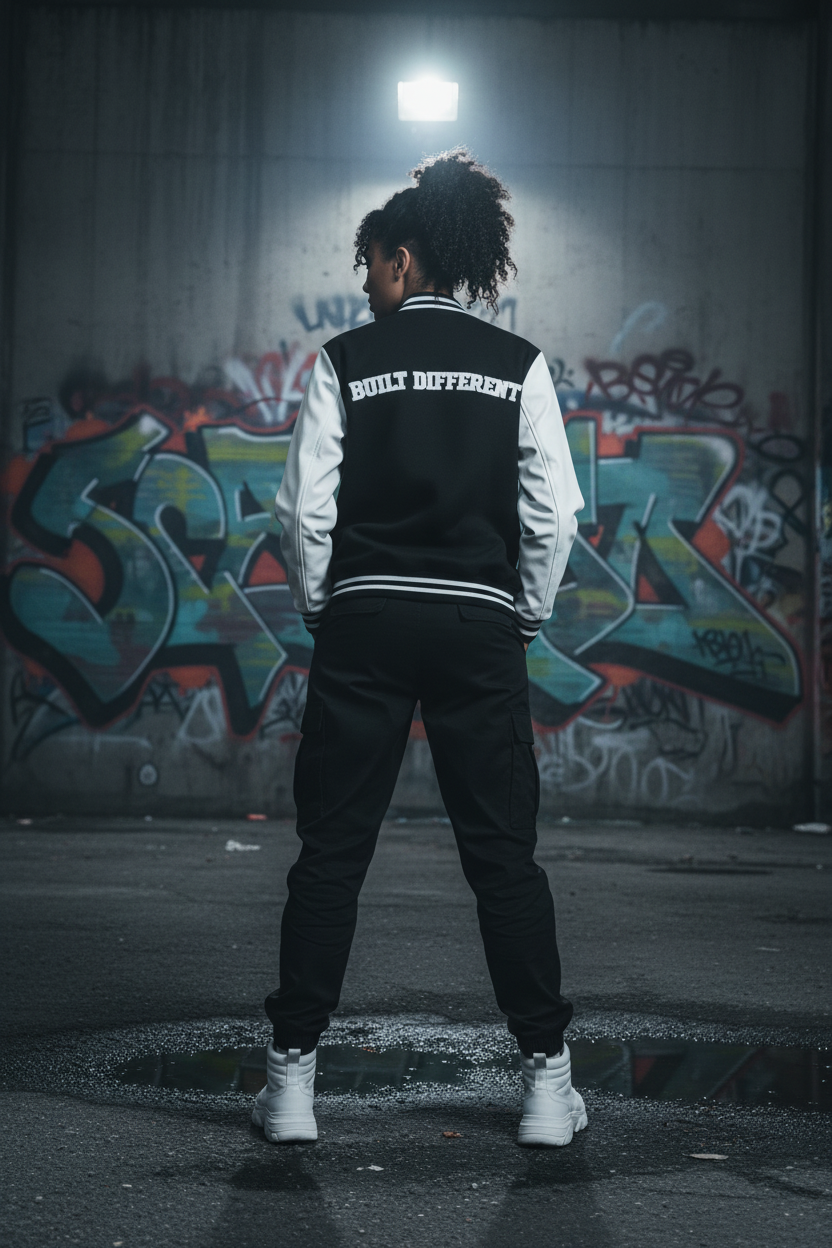 NOIRÉL Varsity Jacket – Black White