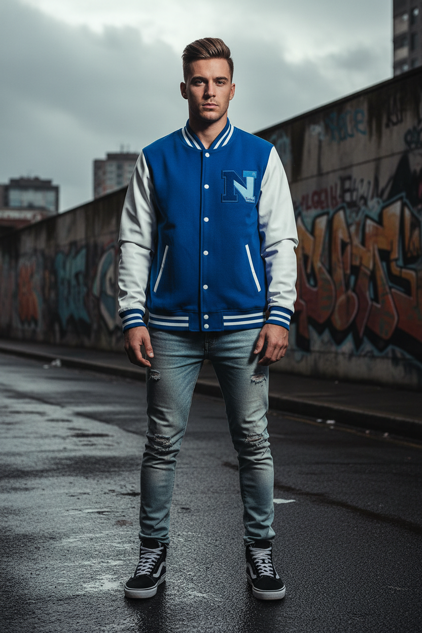 NOIRÉL Varsity Jacket – Blue White