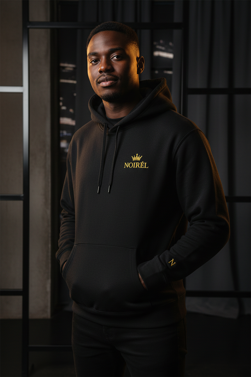 NOIRÉL Crown Royalty Hoodie – Black Fleece mit Gold Crest