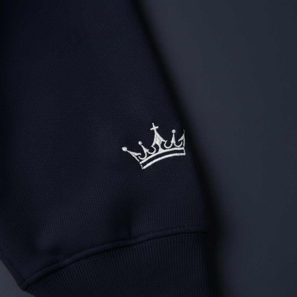 NOIRÉL Script Hoodie – Weiß gesticktes Logo