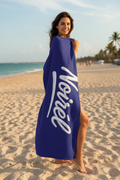 NOIRÉL Script Beach Towel – Premium Navy Beach Towel with White Script Logo