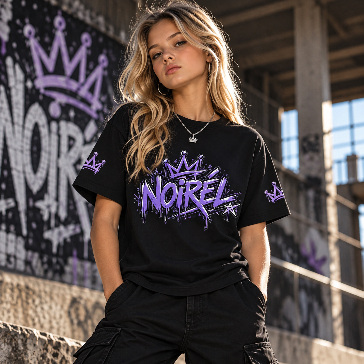 Noirel Kinder T-Shirt – Purple Crown Graffiti Tee