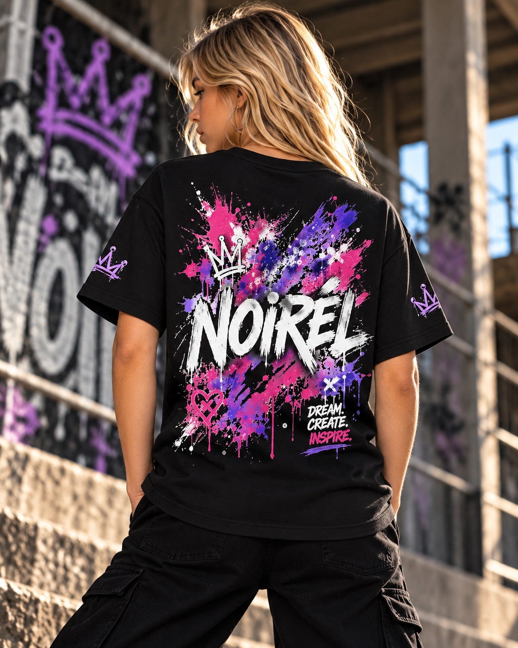Noirel Kinder T-Shirt – Purple Crown Graffiti Tee