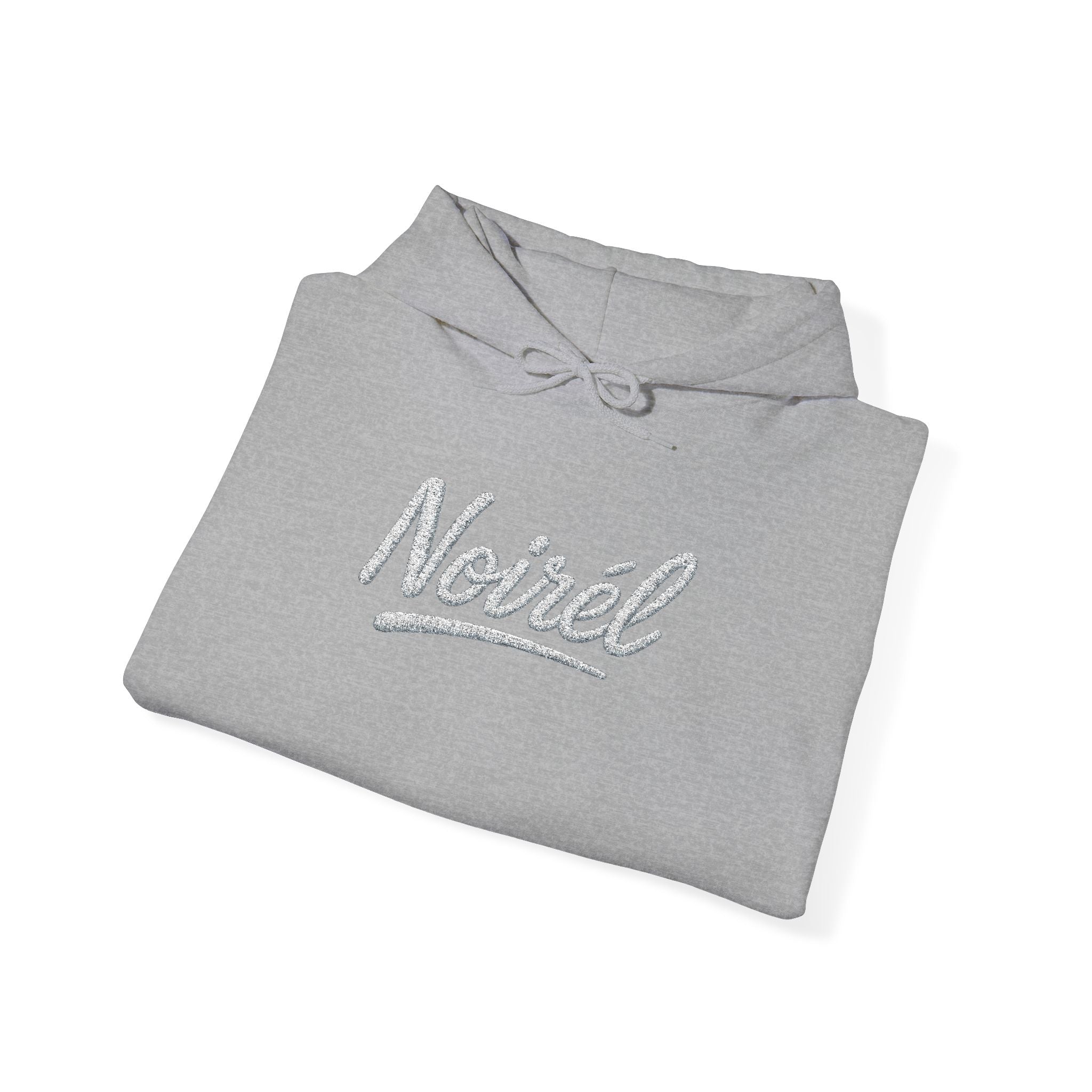 NOIRÉL Script Hoodie – Weiß gesticktes Logo
